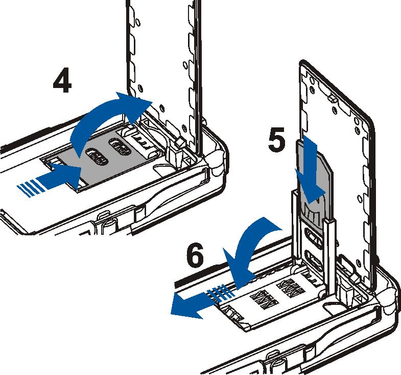 4. Zwolnij uchwyt karty SIM, przesuwaj±c go w dó³. 5.