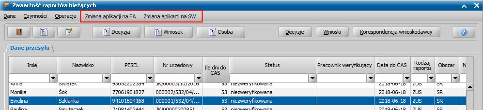 Uwaga! Dostępność operacji Pozycje przesyłów dla danej osoby dla użytkownika jest zależna od uprawnienia Pozycje przesyłów dla danej osoby.