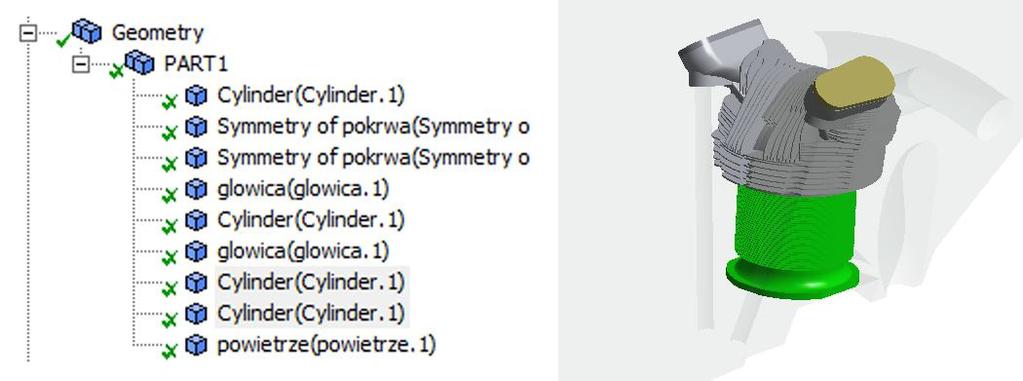 z prostych geometrii mogą być tak podzielone aby możliwe było stworzenie elementów sześciościennych przez opcję przeciągnięcia (ang. sweep).