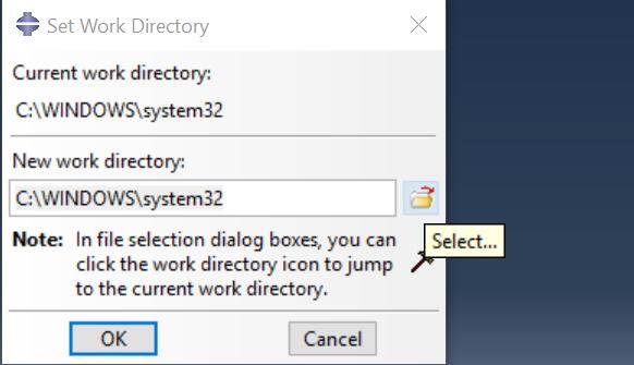 ... W oknie Set Work Directory kliknij w ikon Select... po prawej stronie i stwórz na swoim dysku nowy folder (ikona Create new directory).