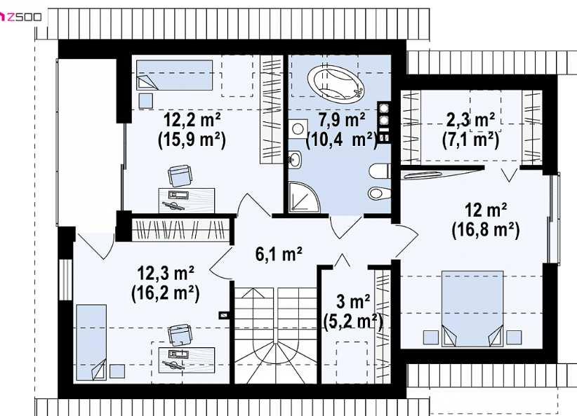 30,5 m² 4,9 m² 7,0 m² 2,6 m² 1,7 m² 10,4 m² 21,2 m² 9,3 m² PODDASZE: