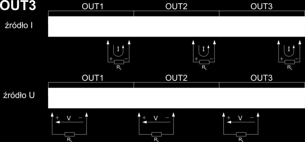 . +10 V wyjście (-) 6 14 22 I+ Źródło pętli prądowej 0-24 ma wyjście (+) 5 13 21 I- / GND A 7 15 23 Źródło pętli prądowej 0-24 ma wyjście (-) 8 16 24 Ten zacisk jest także masą