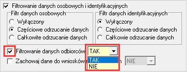 FDI): Filtrowanie danych odbiorców po zaznaczeniu pola wyboru, w procesie czyszczenia danych z tabeli pacjentów/odbiorców będą uczestniczyć także dane odbiorców (dane te zostaną zanonimizowane, czyli