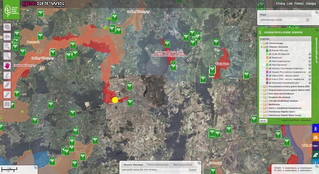 Rys. 9.1 Mapa przedstawiająca lokalizacje infrastruktury kajakowej na tle istniejących form ochrony przyrody Źródło http://geoserwis.gdos.gov.pl/mapy/?obszar=plh220094 Na terenie gminy Starogard Gd.