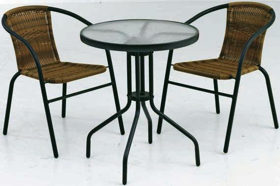 podstawie. Rama stołu zdobiona ręcznie plecionym, odpornym na pogodę technorattanem.