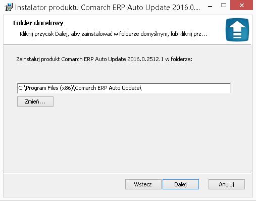 Rys. 4 Wybór katalogu instalacyjnego Kolejnym etapem jest wybór ścieżki instalacji Comarch ERP Auto Update.