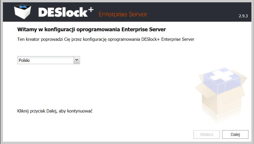 c. Wybierz język, którym chcesz się posługiwać podczas korzystania z konsoli Deslock+ Enterprise