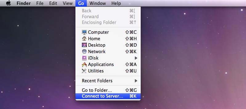Synology NAS Przewodnik użytkownika Dostęp do folderów współdzielonych z komputera Mac Na pasku menu wybierz polecenie Uruchom > Połącz się z serwerem. Wpisz adres IP lub nazwę (zakończoną.