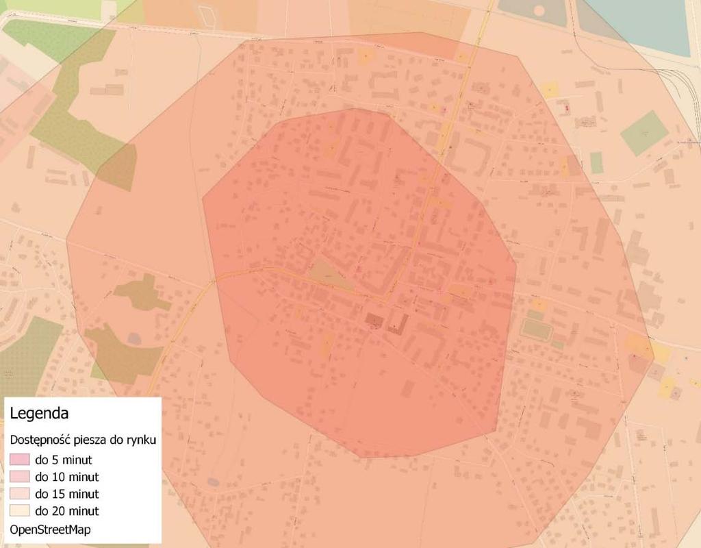 Dostępność piesza Starego Rynku w Opolu Lubelskim Źródło: