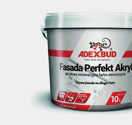 NA ZEWNĄTRZ FARby ELEWACyJNE NAZWA PRODUKTU OPIS [LITR] OPAKOWAŃ NA PALECIE ŚREDNI KOSZT MATERIAŁU NA 1 m 2 ZA 1 L ZA FASADA PERFEKT AKRYL Akrylowa farba fasadowa 10 l 44 szt.