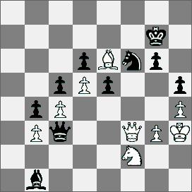 31.Partia pionem hetmańskim [A49] Salazar G. (Boliwia) IM Czerniak (Izrael) 1.d4 Sf6 2.Sf3 g6 3.g3 Gg7 4.Gg2 0 0 5.0 0 d6 6.Sbd2 Sbd7 7.e4 e5 8.c3 b6 9.Hc2 We8 10.b3 Gb7 11.We1 c5 12.d5 b5 13.