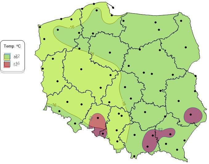 STREFY KLIMATYCZNE W POLSCE ZALEZNO CI OD PG Pozostałe drogi P=50% warstwa cieralna PG 46-16