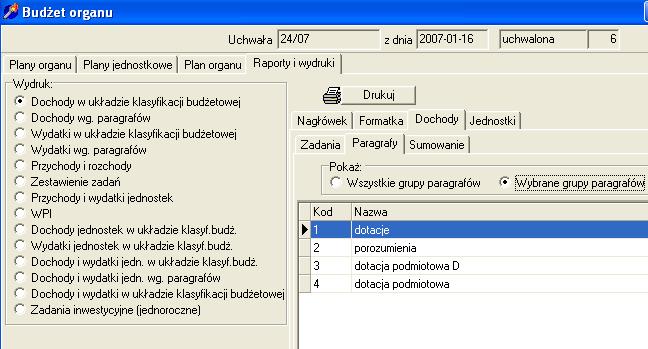 d) klikając na nagłówek możemy wpisać tekst nagłówka e) aby uzyskać wydruk klikamy Drukuj 3.3.2.