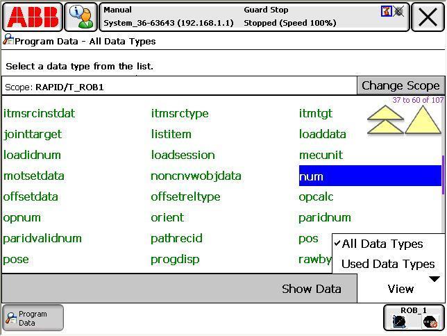 MENU PROGRAM DATA W oknie tym znajdują się informacje dotyczące wszelkich zmiennych jakie mogą wystąpić w programie, w zależności od wybranej kategorii zyskujemy dostęp do poszczególnych typów danych.