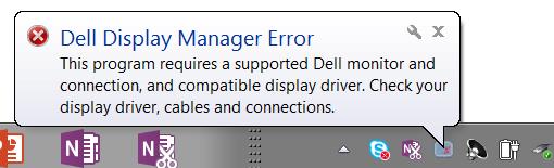 Rozwiązywanie problemów Jeśli DDM nie działa z monitorem, DDM pokaże na tacy powiadomień pokazaną poniżej ikonę. Kliknij tę ikonę, DDM pokaże bardziej szczegółowy komunikat błędu.