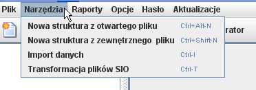 II. NARZĘDZIA Nowa struktura z otwartego pliku - generowanie tabel szkoły/placówki na podstawie otwartego pliku utworzonego w poprzednim przetwarzaniu.