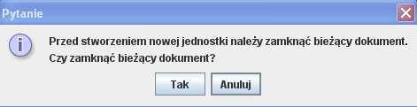 wybieramy funkcję Nowa struktura z otwartego pliku, pojawi się okienko z poleceniem zamknięcia dokumentu, w którym naleŝy wybrać opcję Tak : kolejnie pojawi się
