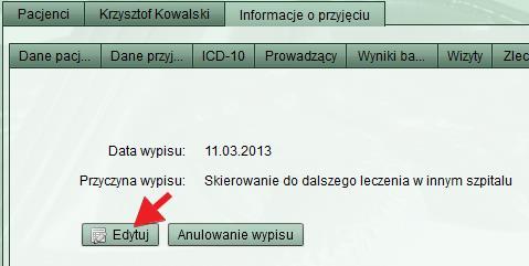 Rys. 52 Aby zmienić dane wypisu należy wcisnąć przyciski Edytuj (tak jak