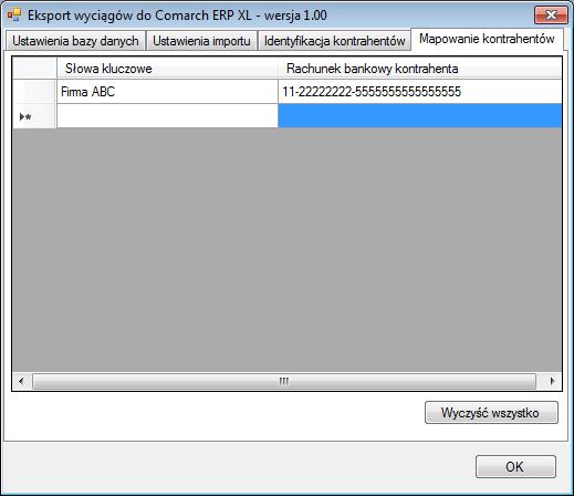 Mapowanie kontrahentów Mapowanie kontrahentów pozwala na identyfikację kontrahentów na podstawie podanych przez użytkownika słów kluczowych.