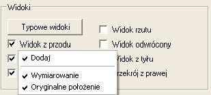 2.2.3 Indywidualny sposób opracowywania (np. Płatew) Okno grafiki Wybrane widoki i usytuowanie zostało przedstawione schematycznie poniŝej.