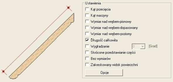 Obholz - prostopadły Obszar nad wrębem zostanie zwymiarowany prostopadle do osi