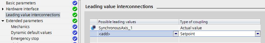 Motion Control Ruch skoordynowany 18 Sprzężenie do wartości aktualnej oraz zadanej Podczas konfiguracji obiektu technologicznego typu TO_SynchronousAxis definiowaliśmy listę możliwych osi wiodących