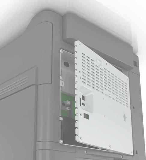 bądź instalowania opcjonalnego sprzętu lub urządzeń pamięci masowej po zainstalowaniu samej drukarki, należy wyłączyć drukarkę i wyjąć wtyk przewodu zasilającego z gniazda