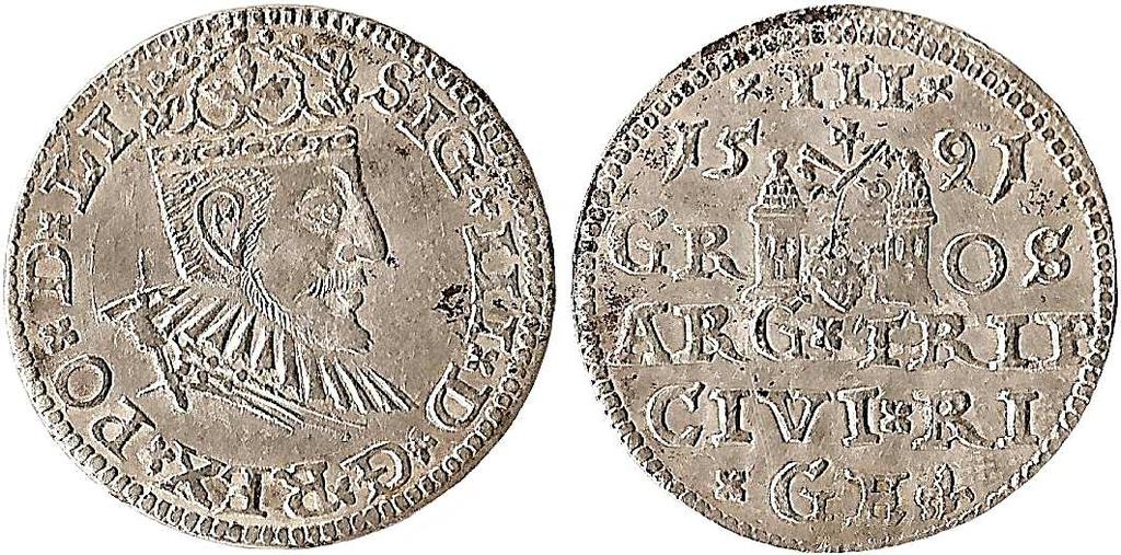 Dariusz Ejzenhart NIENOTOWANA ODMIANA TROJAKA RYSKIEGO Z ROKU 1591 Wydany pod koniec ubiegłego roku Katalog trojaków polskich autorstwa Tadeusza Igera, Zbigniewa Galusa, Ryszarda Kondrata i Marka