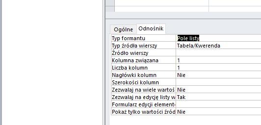 Wybieramy: jako źródło wierszy tabelę Imiona,