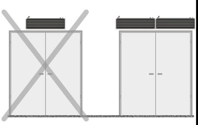 3. INSTALATION 3. MONTAŻ 3. INSTALLATIE 3. МОНТАЖ Width of doorway must be equal or lower than width of air curtain outlet (or outlets if air curtains are installed side by side).