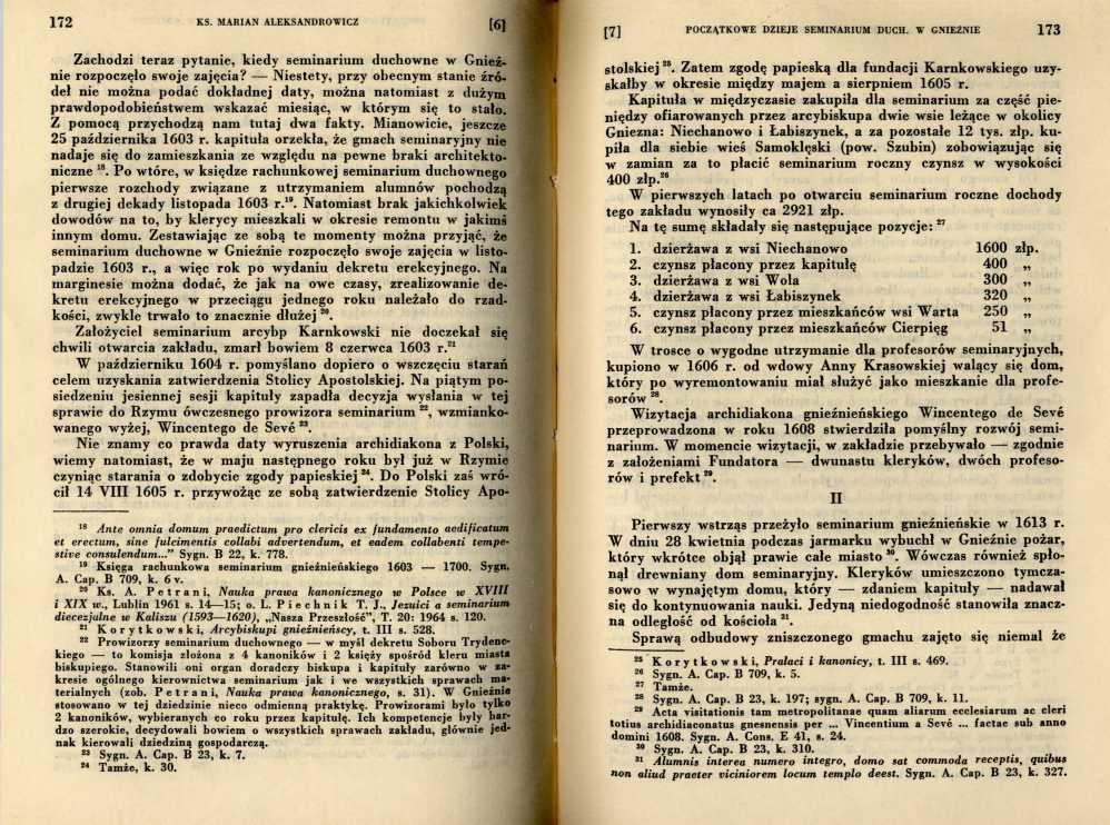 Zachodzi teraz pytanie, kiedy seminarium duchowne w Gnieźnie rozpoczęło swoje zajęcia?