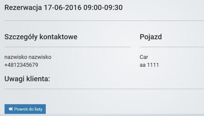 5. Rezerwacje Aby zobaczyć zarezerwowane terminy usług w warsztacie, dalej nazywane rezerwacjami, kliknij na nazwę Klienta (w naszym przykładzie jest to Klient ) Następnie wybierz REZERWACJE :