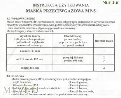 Maska p-gaz MP-5 - instrukcja