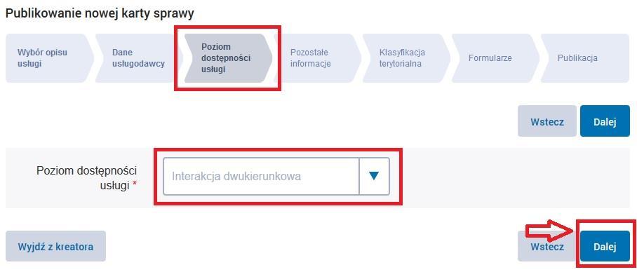 Krok 5 W Zakładce Pozostałe informacje możemy uzupełnić pola Wymagane