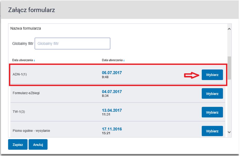 Znowu przewijamy lekko w dół ekran i w punkcie 4 Określ datę obowiązywania formularza zaznaczamy opcje Formularz