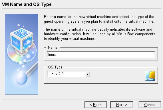 1 Instalacja systemu Linux 1. Zaloguj się do systemu. 2. Wciśnij Alt-F2 i uruchom komendę VirtualBox. 3.