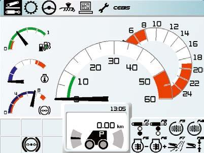 Pozycja obrotowego przełącznika pokazywana jest w CEBIS. Pozycję kolorowego ekranu (8,4") CEBIS można perfekcyjnie dostosować do indywidualnych potrzeb.
