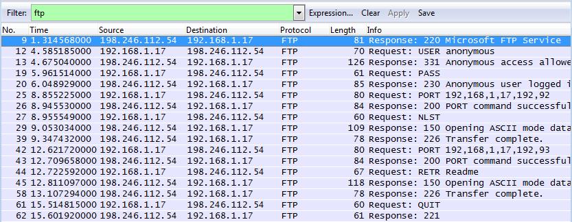 Gdy połączenie FTP jest zakończone, to klient FTP wysyła komendę "quit". Serwer FTP potwierdza zakończenie połączenia FTP za pomocą odpowiedzi: 221 Goodbye.