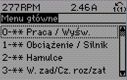 8 Sposób programowania przetwornicy częstotliwości Przetwornica częstotliwości VLT AQUA 8.1.7 Tryb głównego Menu Dostęp do trybu głównego menu umożliwia zarówno GLCP, jak i NLCP.