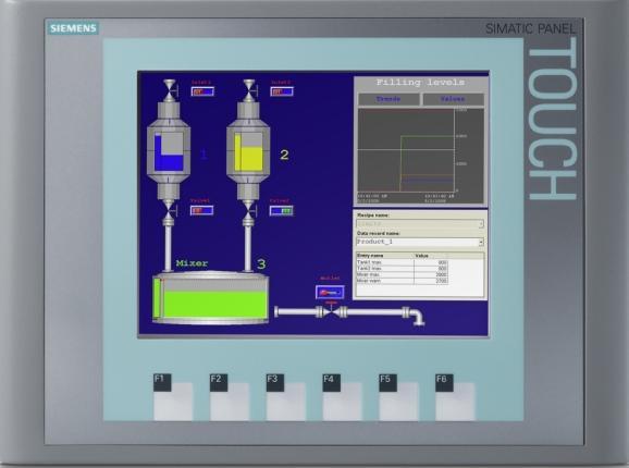 Badanie działania regulatora PID zaimplementowanego w sterowniku S7-1200 firmy Siemens dotykowym, kolorowym ekranem, wyposażony w 6 pełni programowanych przycisków znajdujących się na frontowej