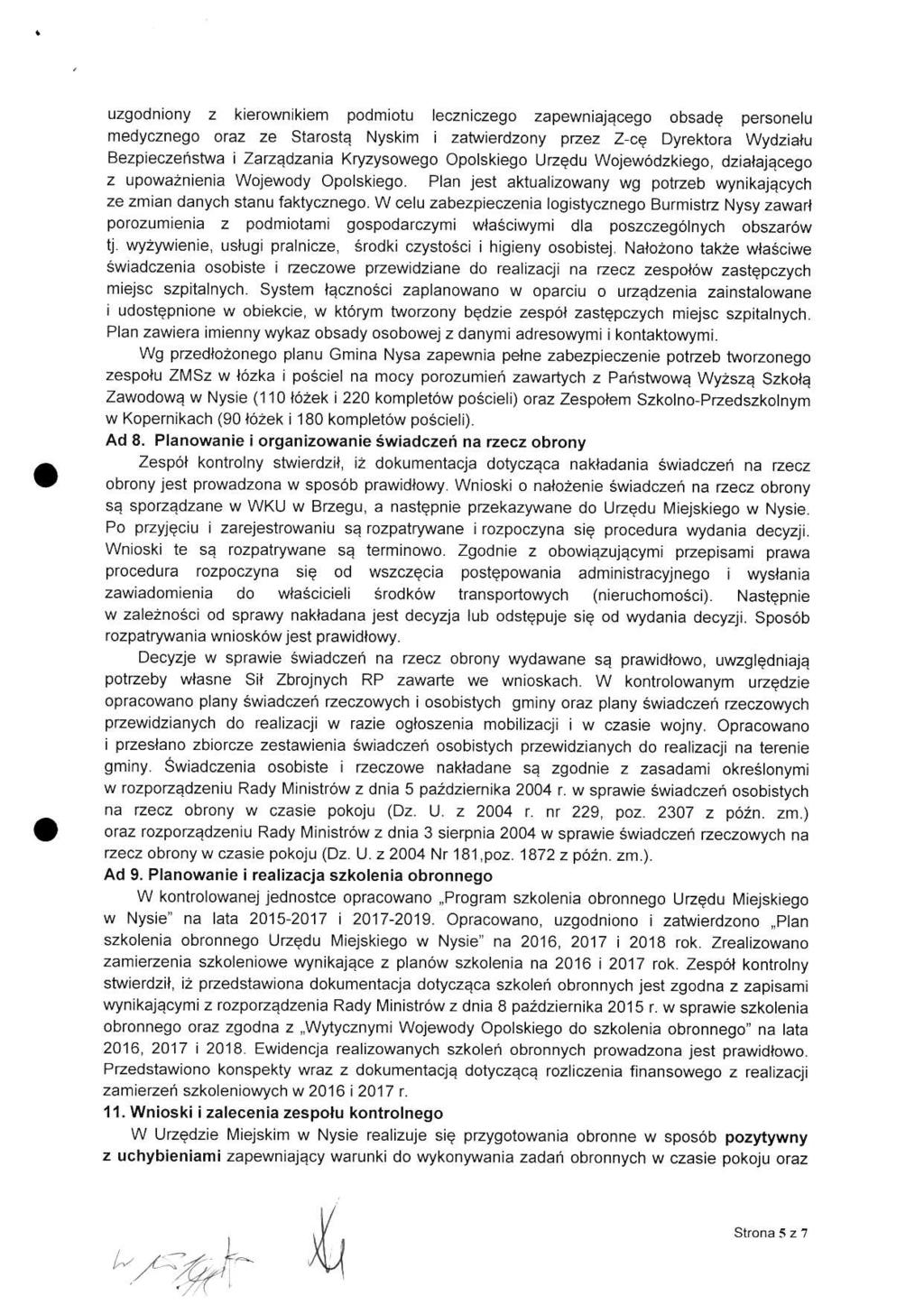 uzgodniony z kierownikiem podmiotu leczniczego zapewniającego obsadę personelu medycznego oraz ze Starostą Nyskim i zatwierdzony przez Z-cę Dyrektora Wydziafu Bezpieczeństwa i Zarządzania Kryzysowego