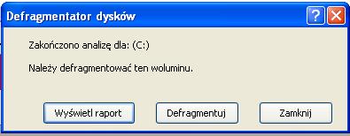 Po pojawieniu się okna zakończenia analizy dla: (C :) kliknij przycisk