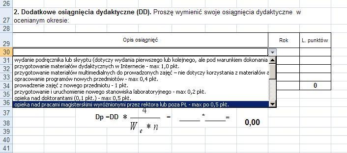 Należy pamiętać, że suma miesięcy z pól Okres w miesiącach nie może być większa niż suma miesięcy ocenianego okresu. Rysunek 10. Drugi przykład wypełnienia pól średniego rocznego wymiaru etatu 3.