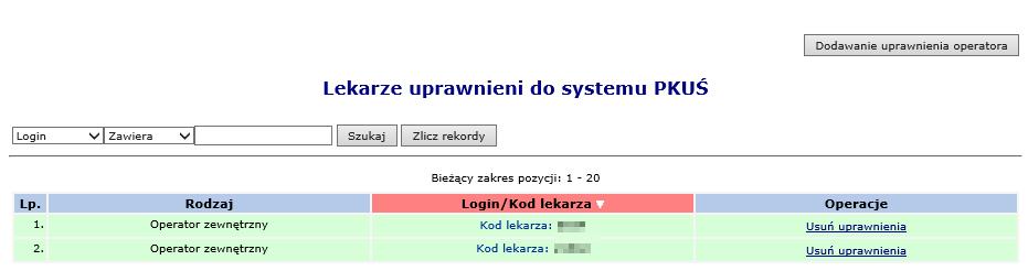 Rys. 2.12 Przykładowy komunikat Po nadaniu uprawnienia po stronie SNRL, świadczeniodawca zatrudniający danego lekarza musi nadać mu stosowne uprawnienie po stronie Portalu SZOI.