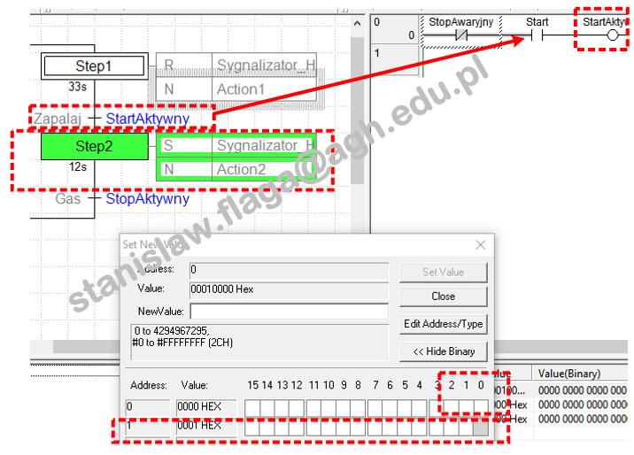 Ćwiczenie 2 Zrealizuj program zawarty w: https://kap.agh.edu.pl/lpss/wp-content/uploads/sfc_omron_example.pdf Do każdej zmiennej dodaj swoje inicjały.