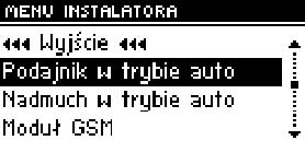 (MENU>Menu Instalatora>Moduł GSM>Załączony). III.7.