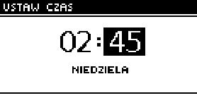 III.12. Zegar Za pomocą ustawienia zegara użytkownik definiuje aktualną godzinę i dzień tygodnia. III.13. Ustaw datę W funkcji tej użytkownik ustawia aktualną datę (dzień i miesiąc). III.14.