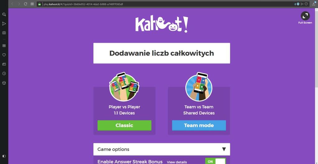 Następnie mamy możliwość zmiany ustawień losowanie pytań, pokazanie odpowiedzi itd.