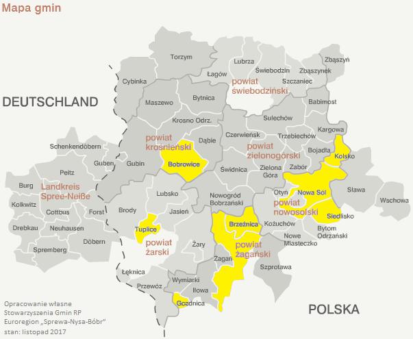 Ilustracja nr 13: mapa białych plam w polskiej części Euroregionu 6.