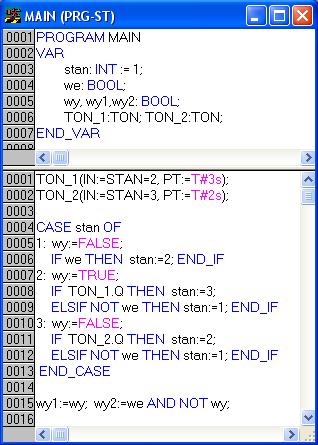 STAN=2 T#3s TON_1 TON PT ET TON_1. STAN=3 T#2s TON_2 TON PT ET TON_2. Fala prostokątna TON - STAN Uwaga.